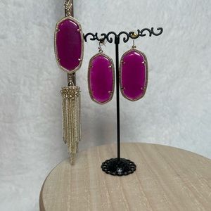 Kendra Scott Purple and Gold Elle Drop Earrings and Matching Necklace